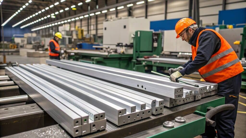 A close-up image of a milling operation on 7075 aluminum, showing clean chip formation.